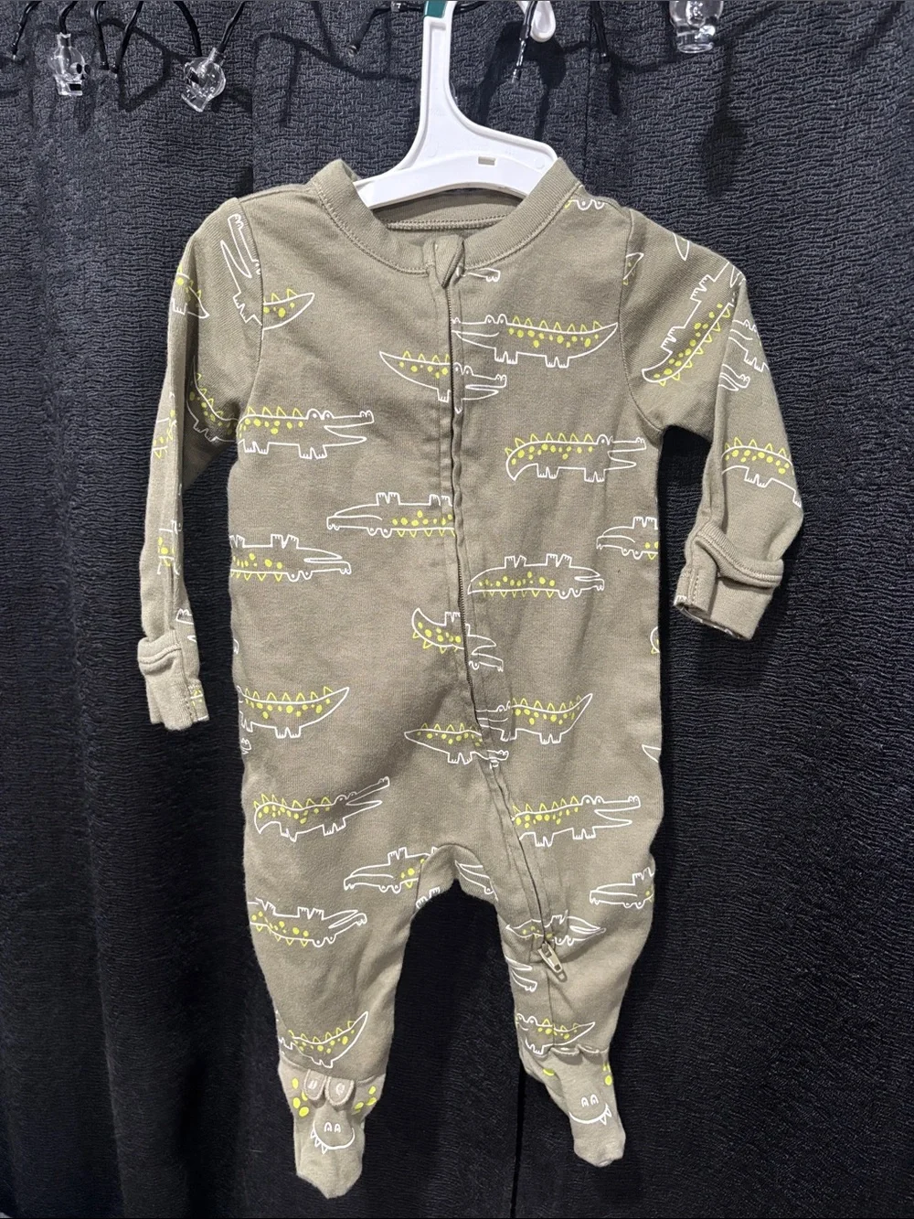 Old navy Olive Green Alligator Print Baby One-Piece